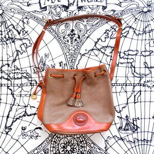Vintage Dooney & Bourke Pebble Leather Drawstring Bucket Bag